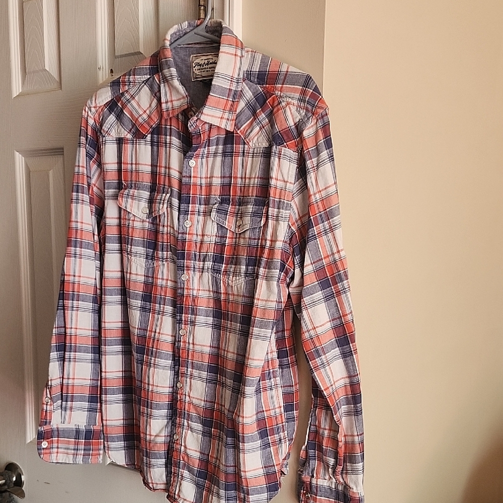 Classic Plaid Men's Shirt - Red, Blue, White